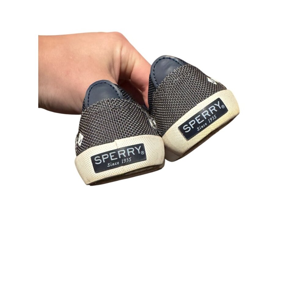 Sperry Bodie Jr Washable Blue Sneakers Kids Size 7 No Tie Slip on Velcro - Picture 5 of 8